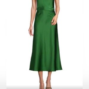 ANTONIO MELANI Bella Satin Green Long Maxi Skirt